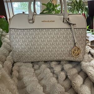 Michael Kors Cream and Gray Signature Satchel from Michael Kors store like new